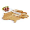 KIT PARA COZINHA COM TÁBUA PORCO EM BAMBU / MADEIRA / INOX – 4 PÇS