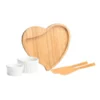KIT PARA PETISCO COM TÁBUA FORMATO CORAÇÃO – 5 PÇS