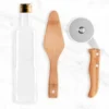 KIT PARA PIZZA COM CORTADOR, ESPÁTULA E GARRAFA – 3 PÇS