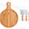 KIT PARA QUEIJO EM BAMBU / MADEIRA / INOX – 5 PÇS
