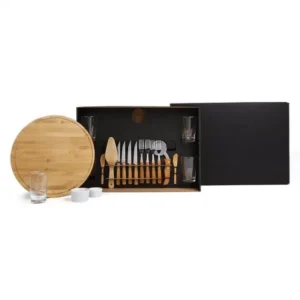 KIT PIZZA EM BAMBU COM COPOS - 19 PÇS