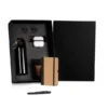 KIT SQUEEZE, FONE, CADERNO E CANETA – PRETO – 4 PÇS