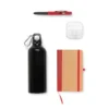KIT SQUEEZE, FONE, CADERNO E CANETA – VERMELHO – 4 PÇS