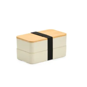 MARMITA DUPLA EM FIBRA DE TRIGO/BAMBU C/ TALHERES - 18,5X10,5X9,2 CM