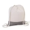 MOCHILA SACOLA EM ALGODÃO RECICLADO – BEGE NATURAL / MELANGE CINZA – 37X41CM