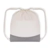 MOCHILA SACOLA EM ALGODÃO RECICLADO – BEGE NATURAL / MELANGE CINZA – 37X41CM