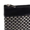 NECESSAIRE EM PVC E MATERIAL SINTÉTICO – PRETO / XADREZ BEGE – 19X14 CM