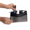 NECESSAIRE EM PVC E MATERIAL SINTÉTICO – PRETO / XADREZ BEGE – 19X14 CM