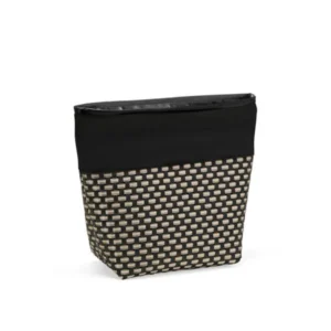 NECESSAIRE EM PVC E MATERIAL SINTÉTICO - PREMIUM - PRETO/XADREZ