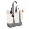 SACOLA EM ALGODÃO RECICLADO – BEGE NATURAL/MELANGE CINZA – 47,5X31CM