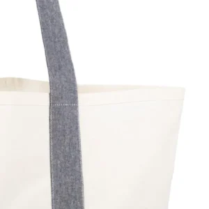 SACOLA EM ALGODÃO RECICLADO - BEGE NATURAL/MELANGE CINZA - 47,5X31CM
