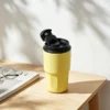 COPO TÉRMICO EM AÇO INOX – AMARELO CLARO – 450 ML