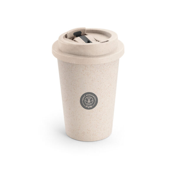 TOFFA. Copo de viagem em fibra de bambu (60%) e PP (40%) com tampa flip top (380 mL)