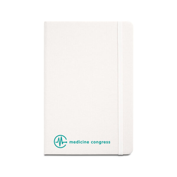 MONDRIAN. Caderno A5 de capa dura em poliéster 100% reciclado, com tratamento antibacteriano e páginas pautadas