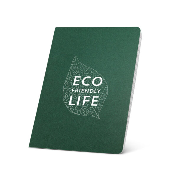 ECOWN. Caderno A5 de capa flexível em cartão kraft 100% reciclado, com páginas pautadas recicladas