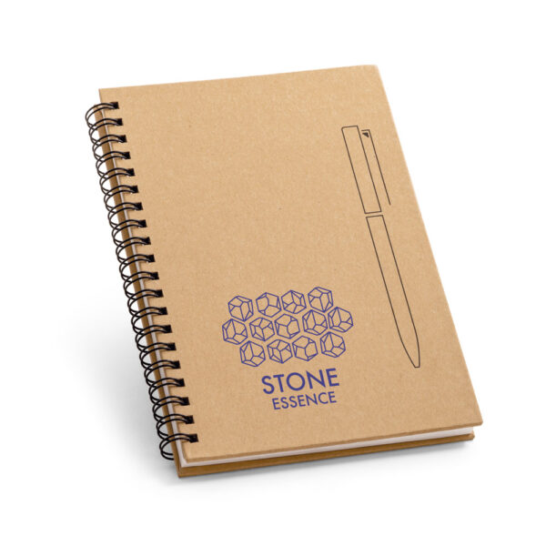 ROCK. Caderno B6 de capa dura em papel kraft (120 g/m²), com páginas lisas