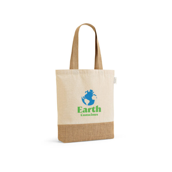 MALDIVAS. Sacola em 70% algodão reciclado e 30% poliéster reciclado (180 g/m²) com base em juta
