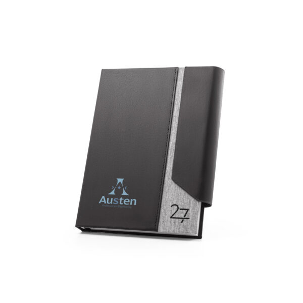AUSTEN A5. Agenda A5 em PU (58% reciclado) e PET reciclado (100% rPET) 300D