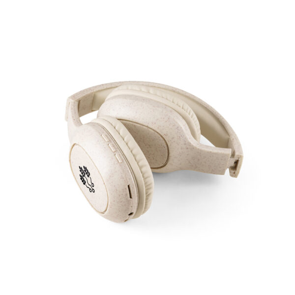 MARCONI. Fones de ouvido wireless dobráveis com autonomia de 13h (400 mAh), em fibra de palha de trigo e ABS