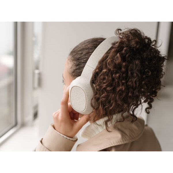 MARCONI. Fones de ouvido wireless dobráveis com autonomia de 13h (400 mAh), em fibra de palha de trigo e ABS