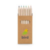 BIRD. Caixa de cartão com 6 mini lápis de cor