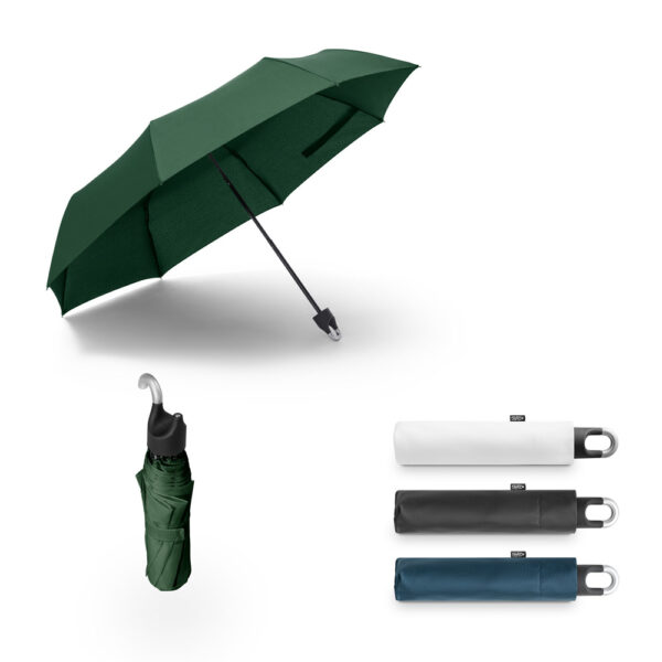 ARON. Guarda-chuva, dobrável, de 21” em poliéster 100% reciclado pongee 190T