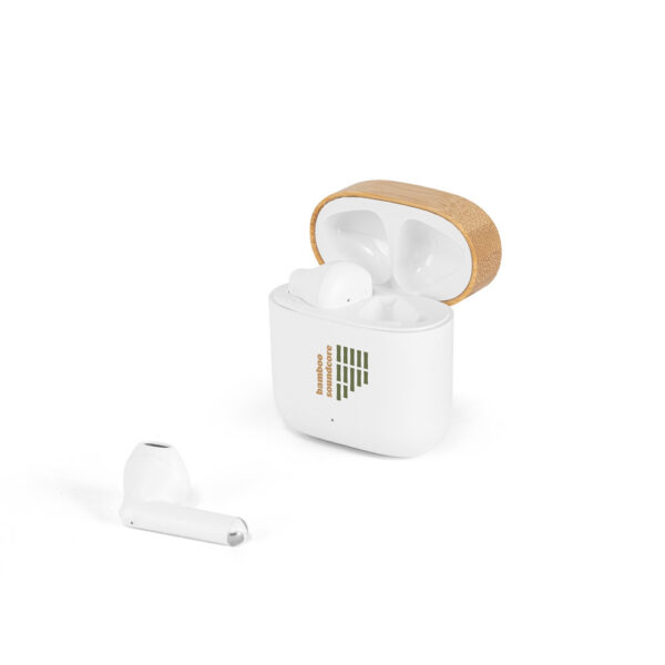 COBAIN. Fones de ouvido wireless com autonomia de 5h (300 mAh), em ABS 100% reciclado e bambu