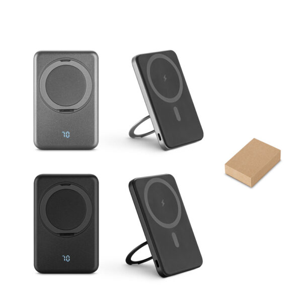 WARSHEL 5. Bateria portátil magnética com carregador por indução super-rápido (5’000 mAh), em ABS 100% reciclado