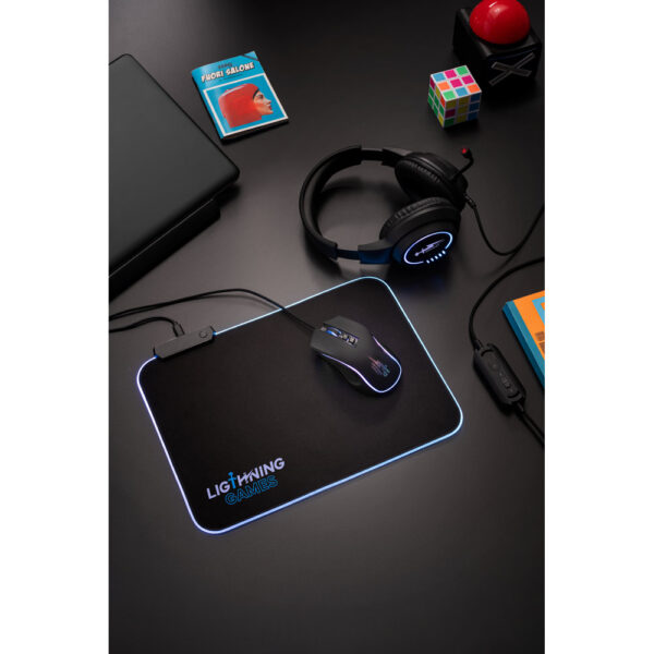 THORNE MOUSEPAD RGB. Mouse pad para jogos em poliéster com base antiderrapante em borracha