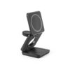 BROGLIE. Carregador magnético por indução super-rápido (wireless), dobrável, que permite carregar três dispositivos simultaneamente, em ABS 100% reciclado