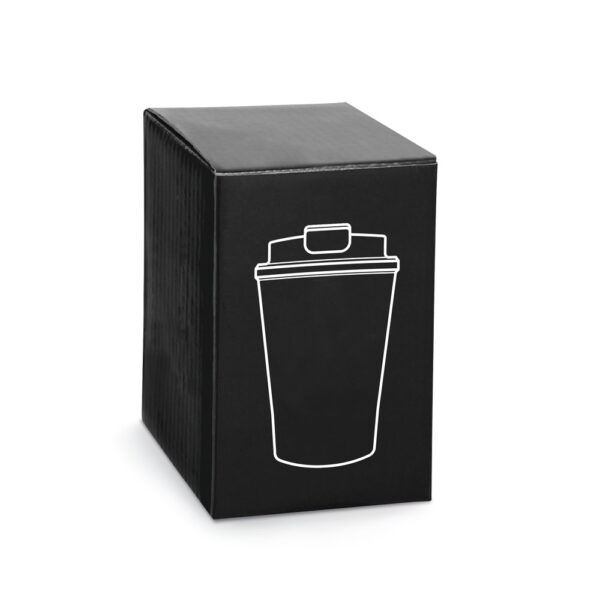 PHELPS. Copo de viagem térmico em aço inox e PP, de parede dupla isolada a vácuo (470 mL)