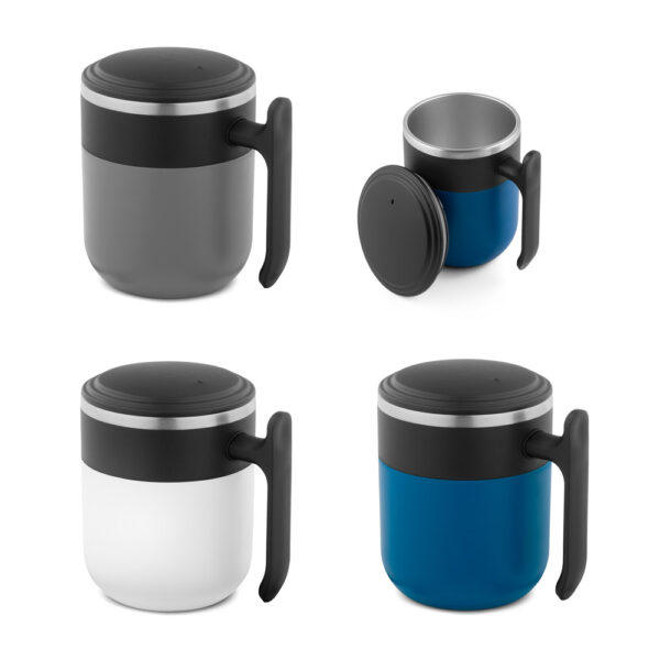 MALDINI. Caneca de viagem com parede interior em aço inox e acabamento mate 400 mL