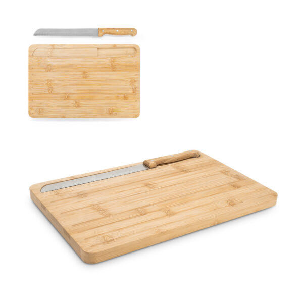 CATCHER. Tábua de cortar pão em bambu com faca incluso