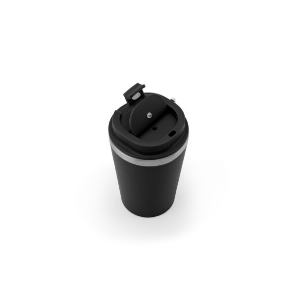 SPITZ. Copo de viagem térmico em aço inox 90% reciclado de parede dupla, com acabamento em mate (440 mL)