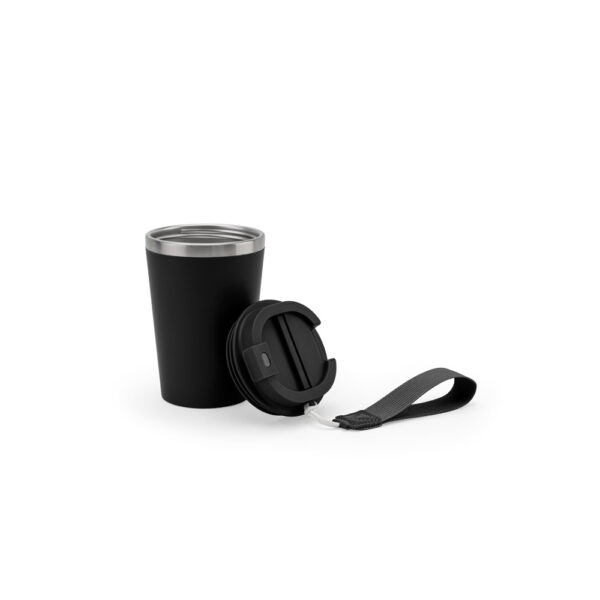 SPITZ. Copo de viagem térmico em aço inox 90% reciclado de parede dupla, com acabamento em mate (440 mL)