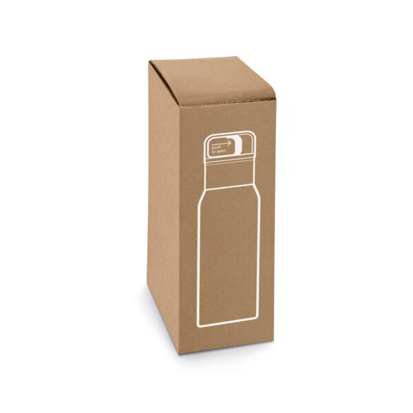 NICKLAUS. Garrafa térmica em aço inox 91% reciclado com parede dupla isolada a vácuo (590 mL)