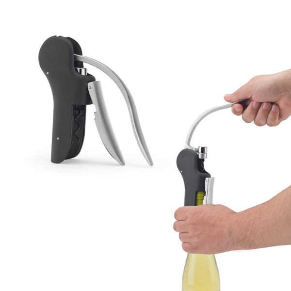 LAGREIN. Saca-rolhas em ABS e zinco com alavanca automática para abertura fácil