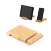 HABER. Suporte para celular com duas canaletas de tamanhos diferentes, em bambu