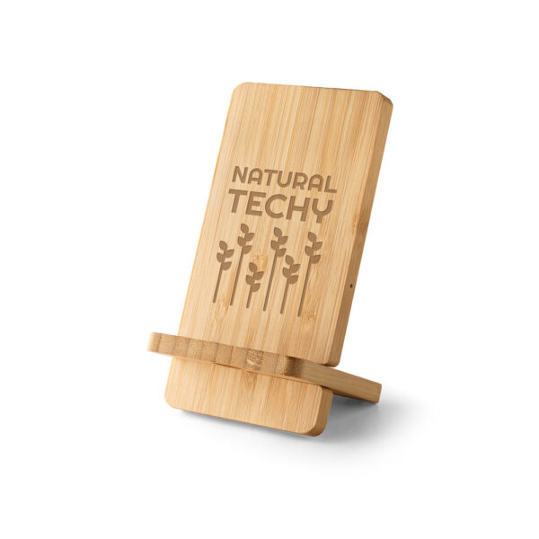 LANGE. Carregador por indução super-rápido e suporte em bambu para smartphone (15 W)