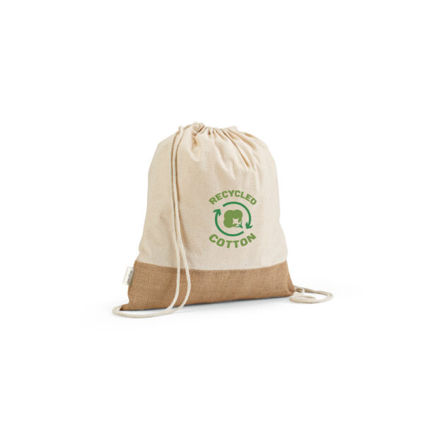 MALDIVAS BPACK. Sacola tipo mochila em 70% algodão reciclado e 30% poliéster reciclado (180 g/m²) com base em juta