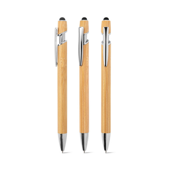 BLANC BAMBOO. Caneta esferográfica em bambu, com detalhes em alumínio cromado