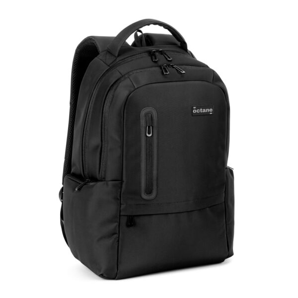SPACIO SOLID. Mochila para computador portátil (17″) em nylon 150D com 2 compartimentos acolchoados e placa para personalização