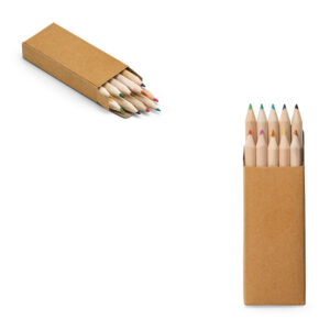CRAFTI. Caixa de papel kraft reciclado com 10 mini lápis de cor