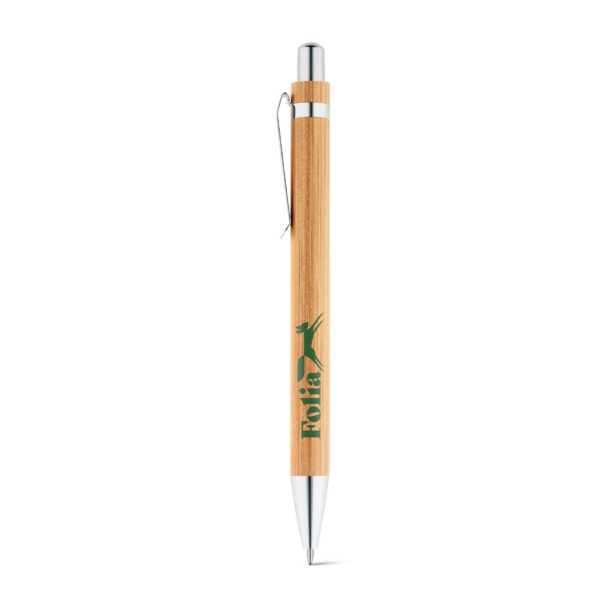 MELLO. Conjunto de caneta esferográfica com escrita em azul e lapiseira, ambas em bambu