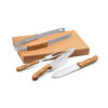 ALIOLI KING. Kit churrasco em caixa kraft com 4 peças em aço inox e bambu