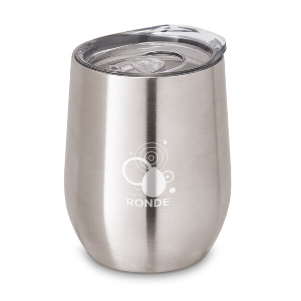 RONDE. Copo de viagem térmico em aço inox de parede dupla isolada a vácuo (400 mL)