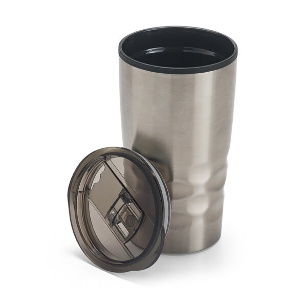 HASSI. Copo de viagem em aço inox e PP, térmico com parede dupla isolada a ar (510 mL)