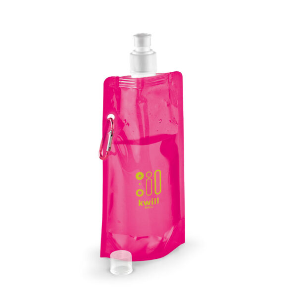 KWILL. Squeeze dobrável em PE com sistema “push-pull” e acabamento translúcido (460 mL)
