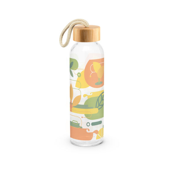 SOLER BAMBU. Squeeze para sublimação em vidro com tampa em bambu (500 mL)