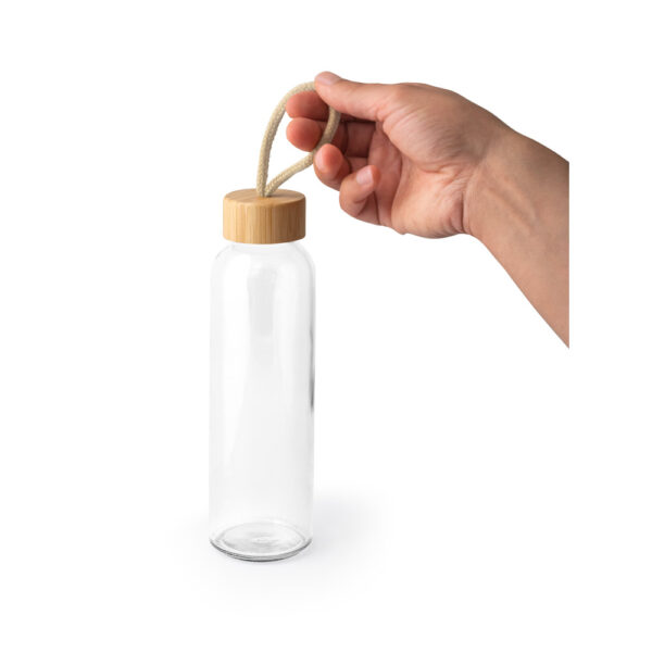 SOLER BAMBU. Squeeze para sublimação em vidro com tampa em bambu (500 mL)